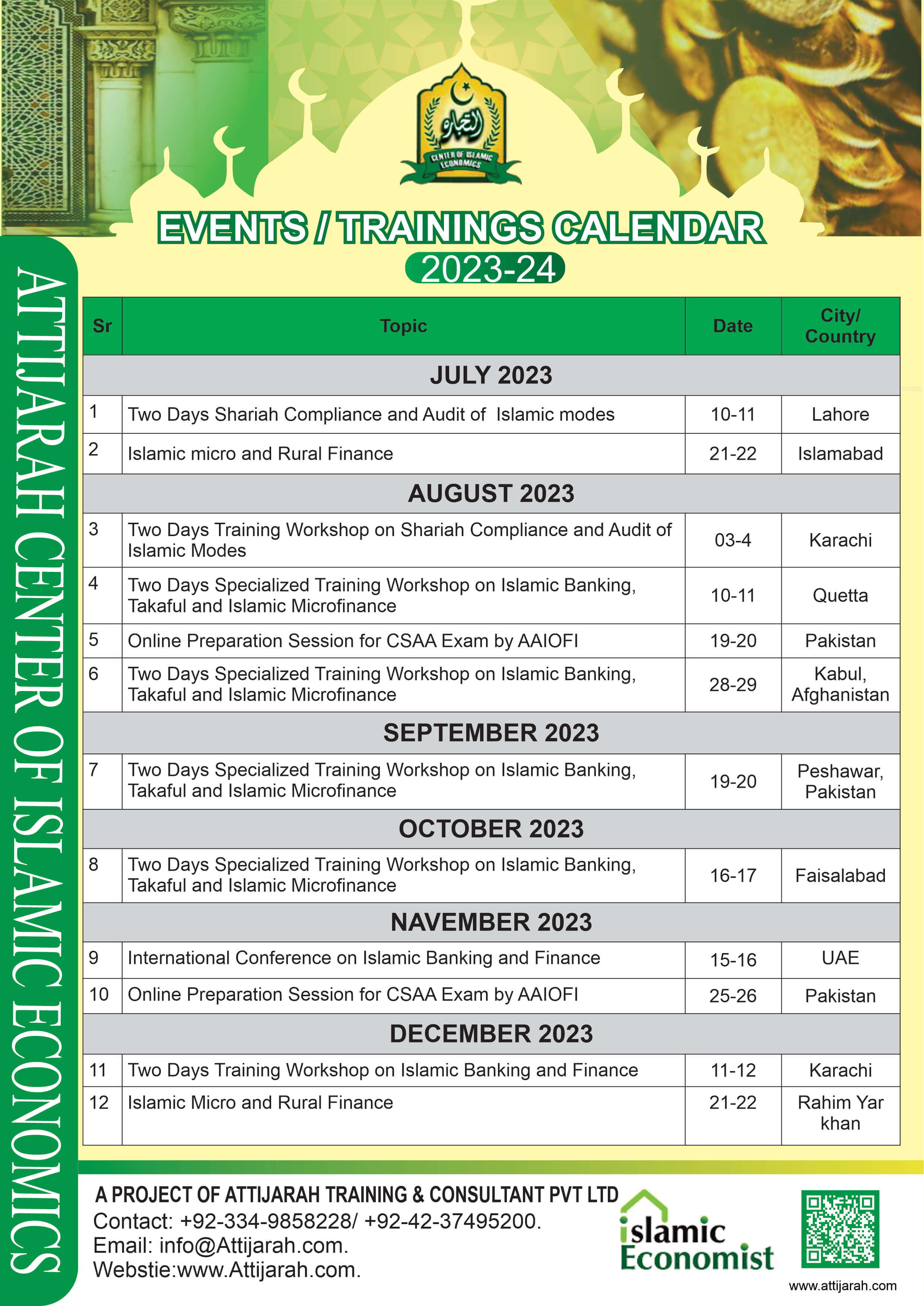 Attijarah Training Calendar 2024